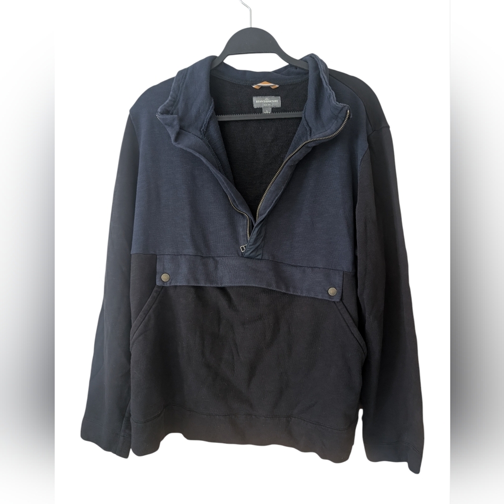 L.L.‎ Bean Signature Colorblock Half Zip Pullover Mock Neck Sweater Size Large